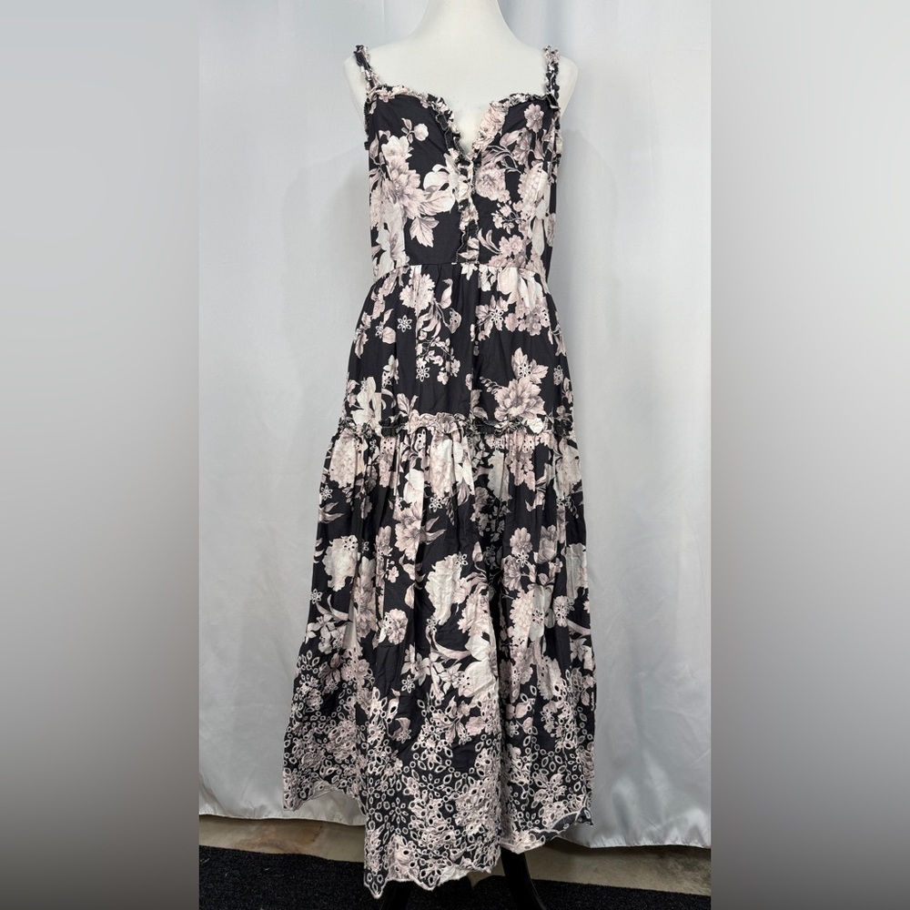 By Anthropologie Sleeveless Floral Black and White Women's Dress Size M.